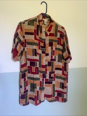 Alfred Dunner Short-Sleeve Button-Down Shirt - Burgundy, Olive, Tan, Emerald
